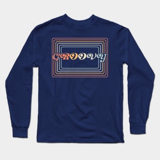 Groovy - retro 70s font with stripes in vintage colors Long Sleeve T-Shirt